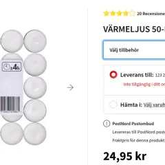 50 värmeljus för att värma ett rum. Varje ljus brinner ca 4 timmar.