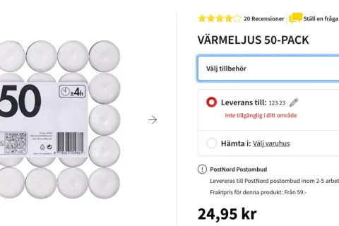 50 värmeljus för att värma ett rum. Varje ljus brinner ca 4 timmar.